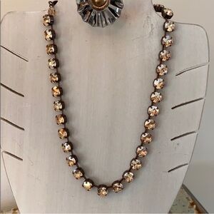 SABIKA Elegant Gold Tone Crystal Necklace